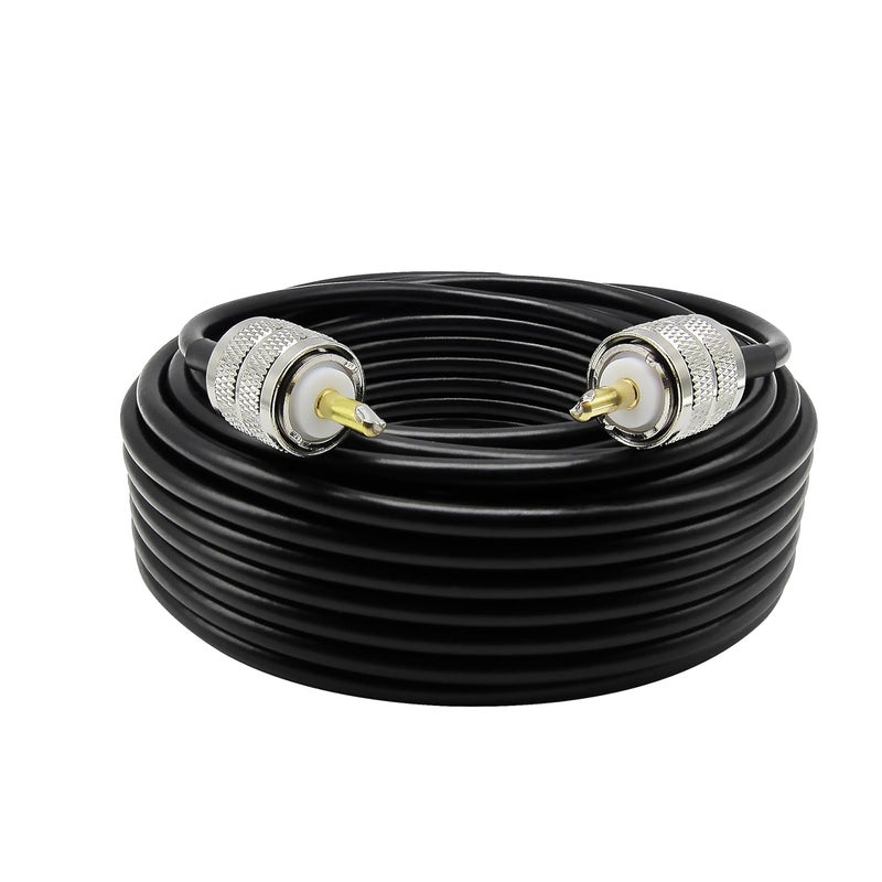 Rydocyee CB Coax Cable 50 Feet Solid Copper, UHF Male PL-259 to UHF Male PL-259 Low Loss, RG58 Coaxial Cable 50 Ohm Coax for CB Radio, Ham Radio, SWR Meter, Police Scanner, Antenna Tuner (50FT) - Image 1